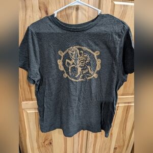 Gray Wrangler T-Shirt with Gold Graphic
